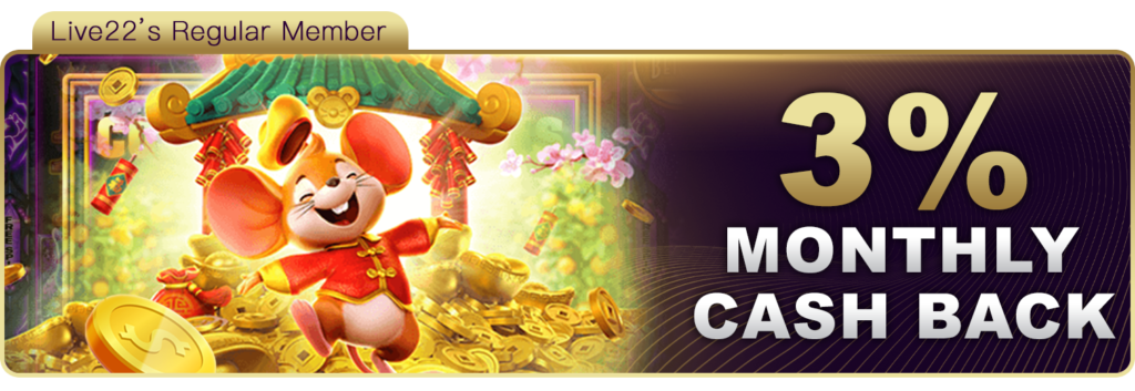 Live22 Promotions Monthly 3% Cash Back