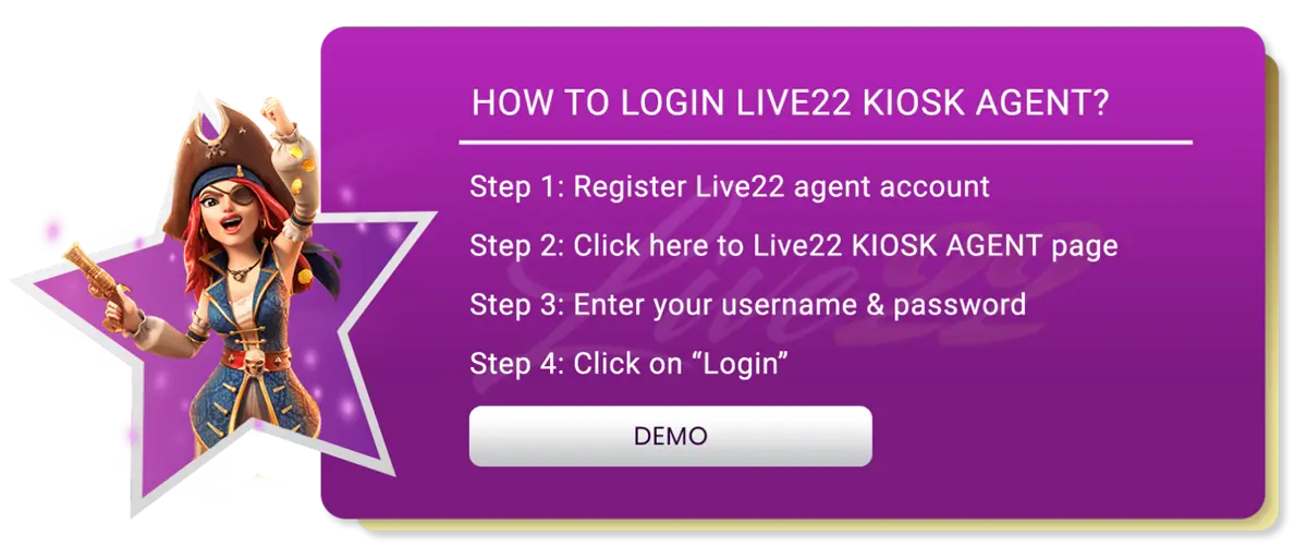 how to login live22 kiosk